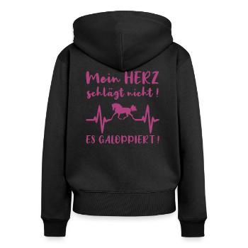 Pferde Reiterin Lustiger Pferdespruch Geschenk - Frauen Premium Bio Zip Hoodie - Schwarz - Hinten - Julia (174cm)