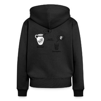 Denkblasen Bembel und Geripptes - Frauen Premium Bio Zip Hoodie - Schwarz - Hinten - Julia (174cm)