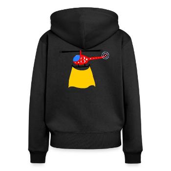 Hélicoptère Anniversaire 3 - Sweat à capuche zippé Premium bio Femme - noir - Dos - Julia (174cm)