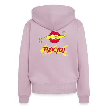 Fick dich - Frauen Premium Bio Zip Hoodie - Altrosa - Hinten - Julia (174cm)