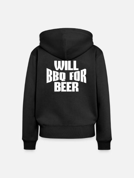 WILL BBQ FÜR BIER - Frauen Premium Bio Zip Hoodie - Schwarz