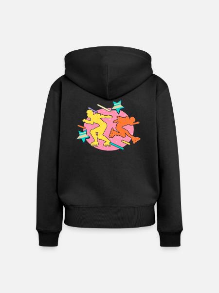 80s rollerblader - Frauen Premium Bio Zip Hoodie - Schwarz