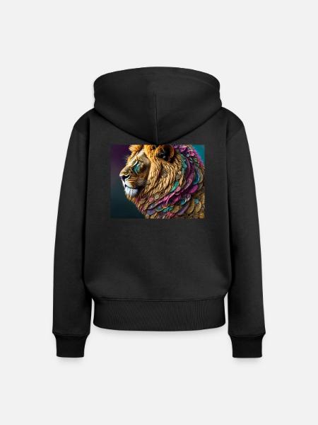 Löwe - Frauen Premium Bio Zip Hoodie - Schwarz