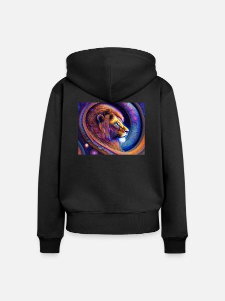 Löwe - Frauen Premium Bio Zip Hoodie - Schwarz