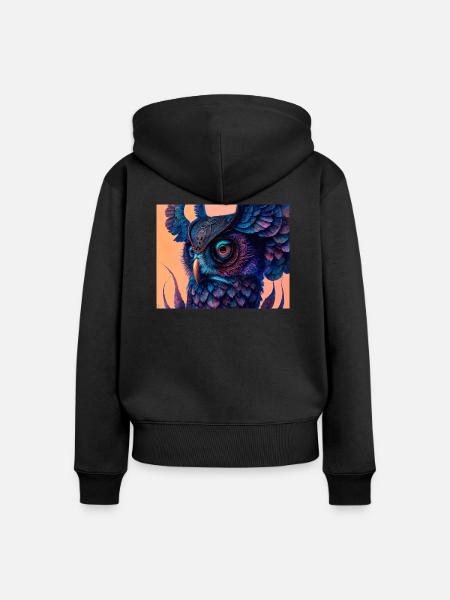 Eule - Frauen Premium Bio Zip Hoodie - Schwarz