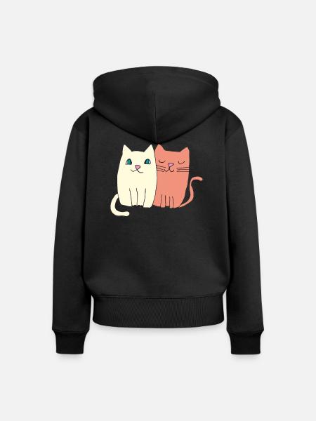 katzen liebe - Frauen Premium Bio Zip Hoodie - Schwarz