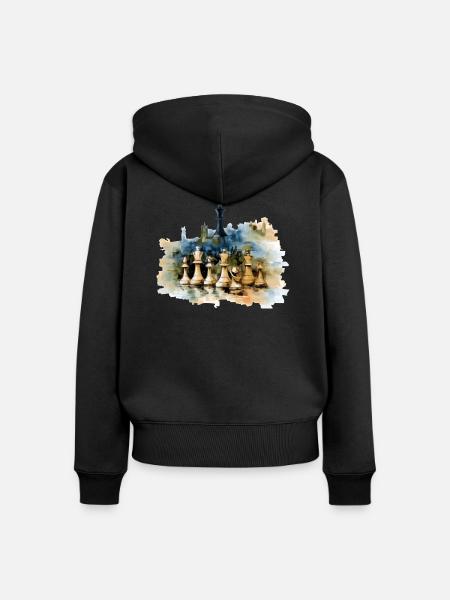 Öl auf Schachleinwand - Frauen Premium Bio Zip Hoodie - Schwarz