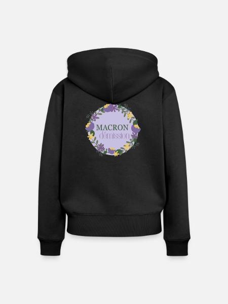 Macron tritt zurück - Frauen Premium Bio Zip Hoodie - Schwarz