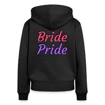 Bride Pride - Mariage lesbien - Sweat à capuche zippé Premium bio Femme - noir - Dos - Julia (174cm)