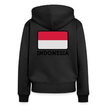 Drapeau national de l Indonésie - Sweat à capuche zippé Premium bio Femme - noir - Dos - Julia (174cm)