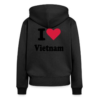 Vietnam - Frauen Premium Bio Zip Hoodie - Schwarz - Hinten - Julia (174cm)