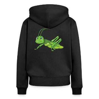 Sauterelle - Sweat à capuche zippé Premium bio Femme - noir - Dos - Julia (174cm)