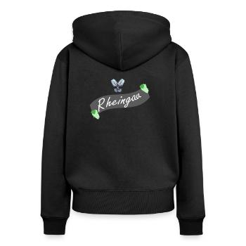 Weck Worscht & Woi 2 - Frauen Premium Bio Zip Hoodie - Schwarz - Hinten - Julia (174cm)
