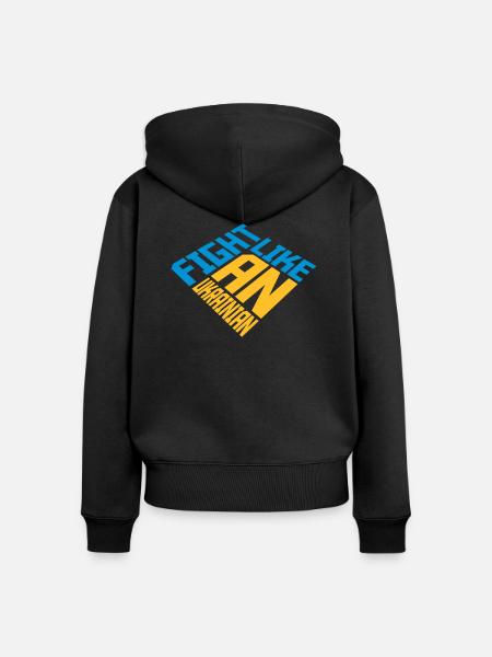 fight like ukrainians Zitat - Frauen Premium Bio Zip Hoodie - Schwarz