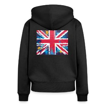 Art graffiti du drapeau britannique - Sweat à capuche zippé Premium bio Femme - noir - Dos - Julia (174cm)
