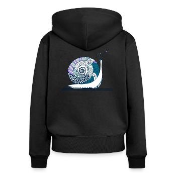 Schnecke - Frauen Premium Bio Zip Hoodie - Schwarz - Hinten - Julia (174cm)