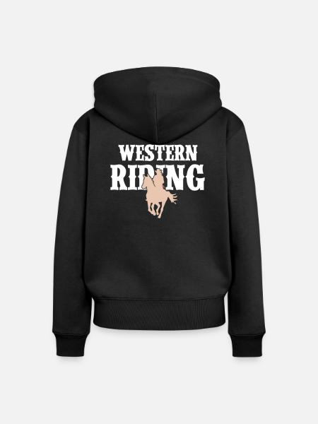 Western Reiten Frau - Premium økologisk hoodie med lynlås til kvinder - sort