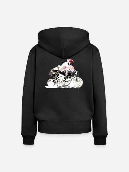 BMX Rennen - Frauen Premium Bio Zip Hoodie - Schwarz