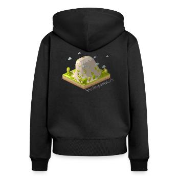 Panneau Hollywood low poly géométrique - Sweat à capuche zippé Premium bio Femme - noir - Dos - Julia (174cm)
