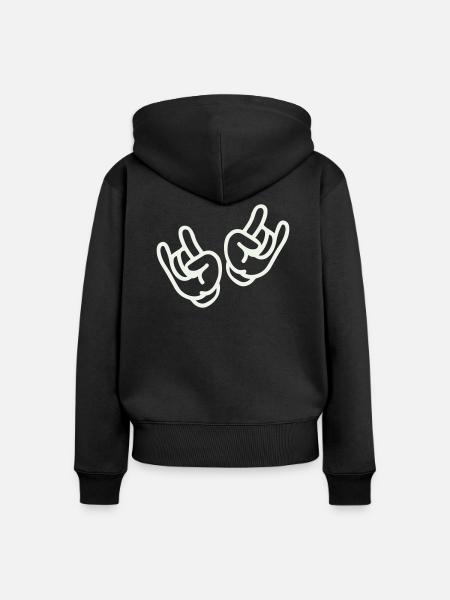 rock hand 2 - Frauen Premium Bio Zip Hoodie - Schwarz