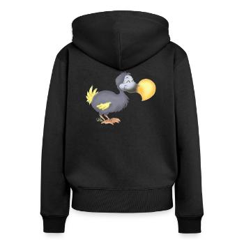 Dropsiger Dodo - Frauen Premium Bio Zip Hoodie - Schwarz - Hinten - Julia (174cm)