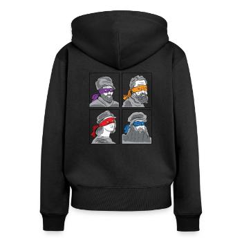 Leonardo Donatello Michelangelo Raphael cadeau - Sweat à capuche zippé Premium bio Femme - noir - Dos - Julia (174cm)