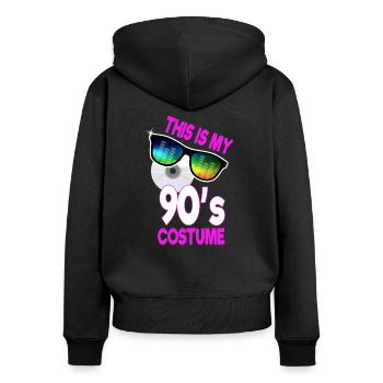 Neunziger Party 90er Jahre Kostüm - Frauen Premium Bio Zip Hoodie - Schwarz - Hinten - Julia (174cm)