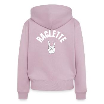 Raclette is cool - Signe de la main - Sweat à capuche zippé Premium bio Femme - rose poudré - Dos - Julia (174cm)