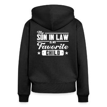 Son-in-law son-in-law - Women's Premium Organic Zip Hoodie - black - Back - Julia (174cm)