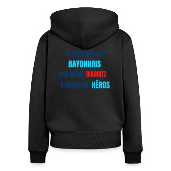 Bayonne - Sweat à capuche zippé Premium bio Femme - noir - Dos - Julia (174cm)