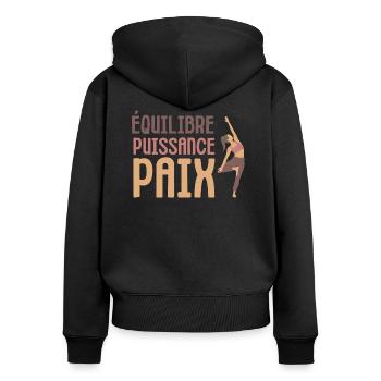 Équilibre puissance paix sérénité yoga zen - Sweat à capuche zippé Premium bio Femme - noir - Dos - Julia (174cm)