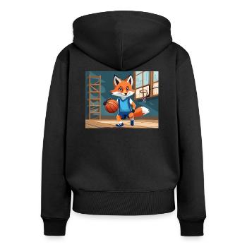 mignon petit renard démon vie quotidienne - basket-ball - Sweat à capuche zippé Premium bio Femme - noir - Dos - Julia (174cm)