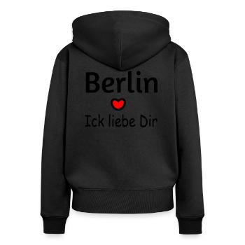 Berlin Ich liebe Dir - Frauen Premium Bio Zip Hoodie - Schwarz - Hinten - Julia (174cm)