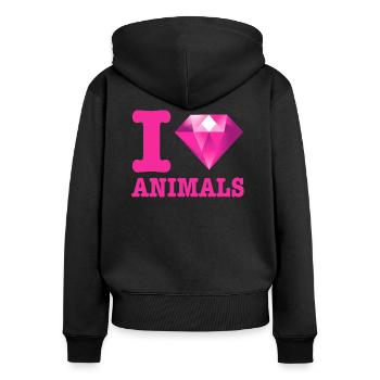 I LOVE ANIMALS 1 - Sweat à capuche zippé Premium bio Femme - noir - Dos - Julia (174cm)