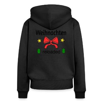 Weihnachten reloaded - Frauen Premium Bio Zip Hoodie - Schwarz - Hinten - Julia (174cm)