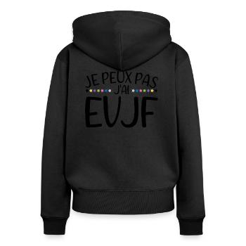Je peux pas j'ai EVJF Future Mariée Jeune Fille - Sweat à capuche zippé Premium bio Femme - noir - Dos - Julia (174cm)