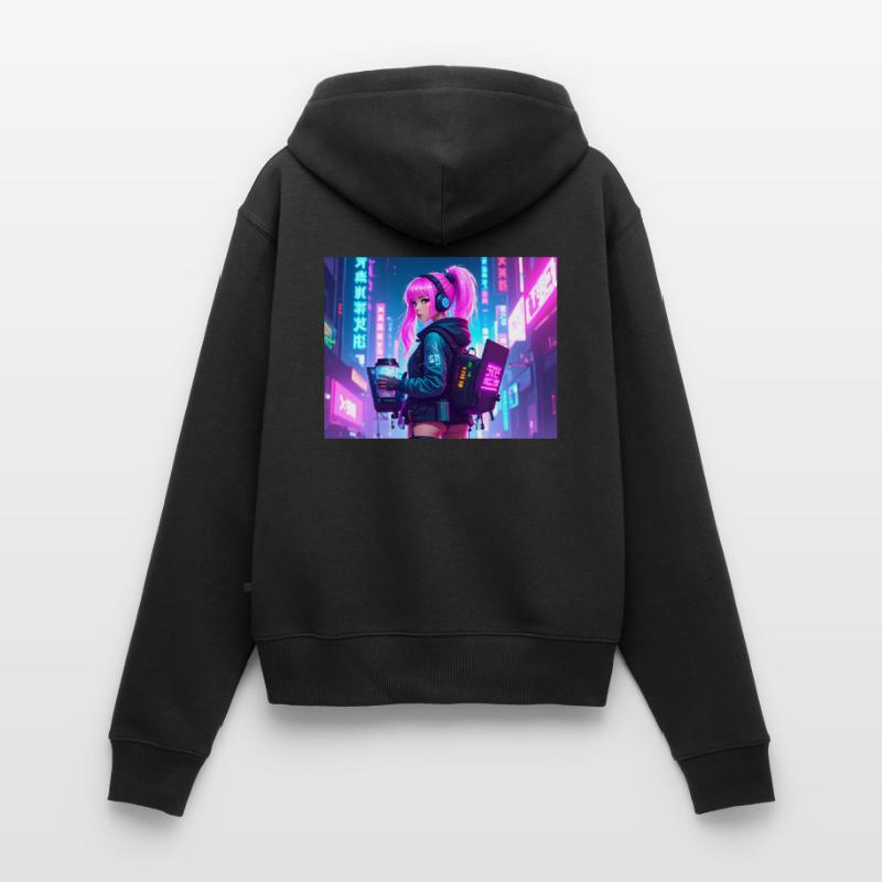 Cyber DJ Coder – Beats, Bytes & Blinks Frauen Premium Bio Zip Hoodie