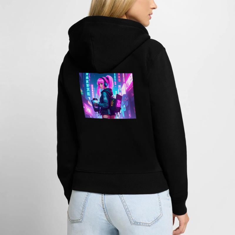 Cyber DJ Coder – Beats, Bytes & Blinks Frauen Premium Bio Zip Hoodie