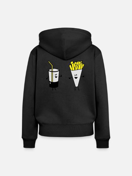 french fries drink - Frauen Premium Bio Zip Hoodie - Schwarz
