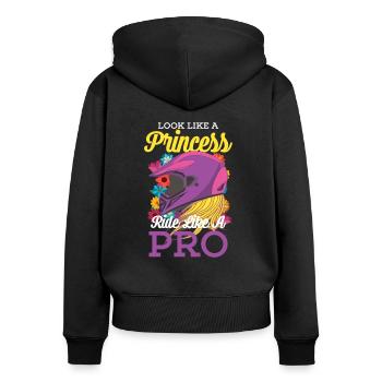 Motocross Prinzessin Dirt Bike Motorrad Geschenk - Frauen Premium Bio Zip Hoodie - Schwarz - Hinten - Julia (174cm)