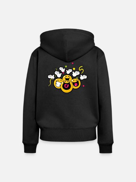 Smiley New Year Celebrating - Frauen Premium Bio Zip Hoodie - Schwarz