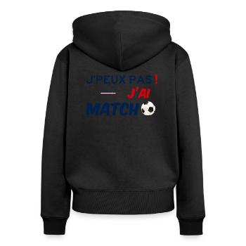 J'peux pas ! J'ai Match de Foot - Je ne peux pas - Sweat à capuche zippé Premium bio Femme - noir - Dos - Julia (174cm)