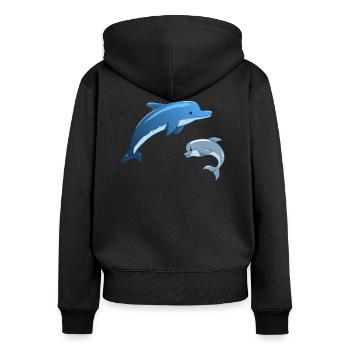 Des dauphins mignons - Sweat à capuche zippé Premium bio Femme - noir - Dos - Julia (174cm)