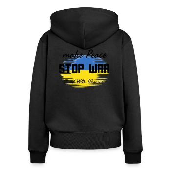 Make peace Stop War - Women's Premium Organic Zip Hoodie - black - Back - Julia (174cm)
