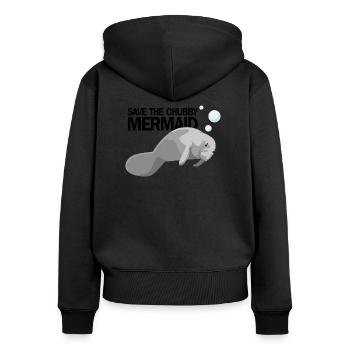 SAUVEZ LA SIRÈNE POTELÉE ALIAS LAMANTIN - Sweat à capuche zippé Premium bio Femme - noir - Dos - Julia (174cm)