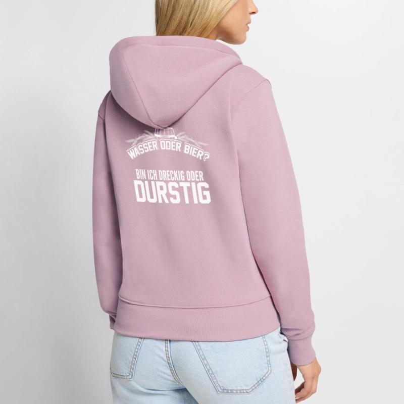 Bier - Wasser oder Bier Frauen Premium Bio Zip Hoodie
