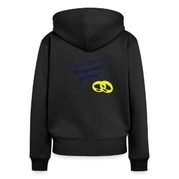 t_shirt_mariage_femme_marie_propriete_pr - Sweat à capuche zippé Premium bio Femme - noir - Dos - Julia (174cm)
