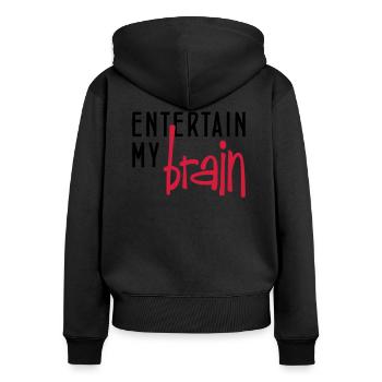 intrattenere il mio cervello - Felpa con cappuccio con zip ecologica premium da donna - nero - Retro - Julia (174cm)