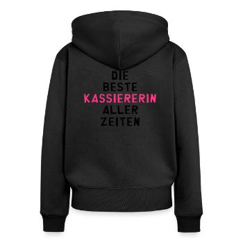 Kassierer Kassiererin Handel Verkäufer Kasse - Frauen Premium Bio Zip Hoodie - Schwarz - Hinten - Julia (174cm)