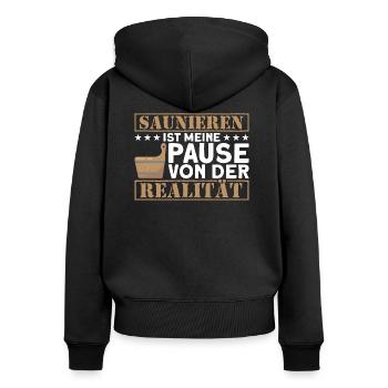 Saunagänger Sauna Aufguss Sauna Geschenk - Frauen Premium Bio Zip Hoodie - Schwarz - Hinten - Julia (174cm)